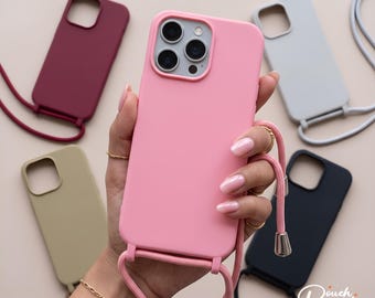 Silikon-Umhängetasche für iPhones, abnehmbarer Riemen, Schutzhülle für iPhone 16, 15, 14 Pro Max