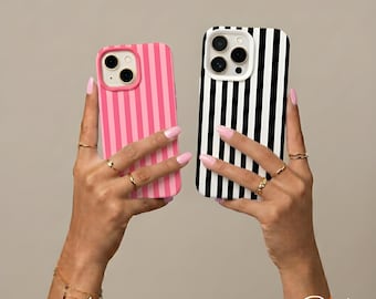 Custodia per telefono a righe, custodia per iPhone a righe, custodia per telefono con grafica retrò, custodia per telefono alla moda per iPhone 17, 16, 15, 14 Pro Max.