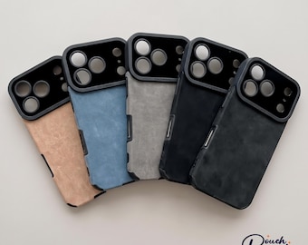 Funda para teléfono de piel sintética multicolor, funda de lujo de piel sintética, funda mate para negocios, funda protectora para iPhone 17, 16, 15, 14 Pro Max