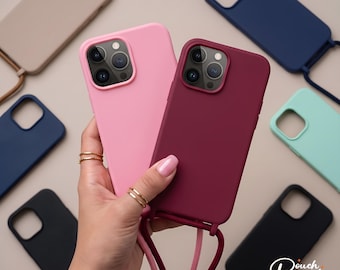 Funda para iPhone tipo bandolera, funda de silicona para teléfono, funda con correa desmontable, funda protectora, fundas con correa para iPhone 16, 15, 14 Pro Max