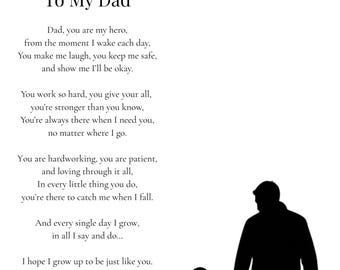 Poema personalizado de su hijo para papá trabajador, regalo digital imprimible para papá.