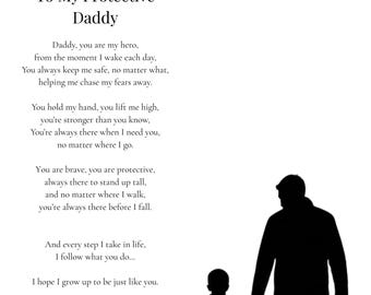 Poema personalizado de "Papá protector" de parte de su hijo, regalo digital imprimible para papá.