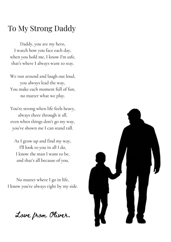 Fathers Day Gift from Son, To My Strong Daddy Poem Print, Dad Gift from Child, Emotional Dad Gift, Keepsake Gift for Dad