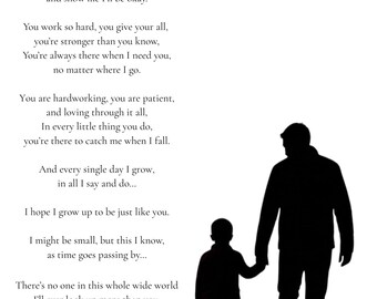 Regalo del Día del Padre para papá / Lámina con poema personalizado para papá / Cuadro para papá / Regalo significativo de parte de su hijo