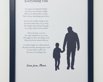 Regalo del Día del Padre para papá / Lámina con poema personalizado para papá / Papá, tú haces que todo sea divertido / Cuadro para papá / Regalo minimalista