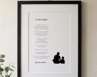 Lámina con poema para padre e hijo, cuadro personalizado para papá.