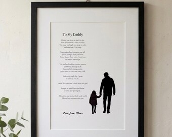Lámina con poema "Para mi papá", regalo personalizado enmarcado de mi hija.