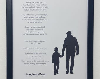 Regalo del Día del Padre para papá / Lámina con poema personalizado para papá / Regalo significativo de hija / Cuadro para papá