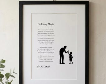 Poema personalizado para padre e hijo, lámina enmarcada, regalo para papá – Magia ordinaria
