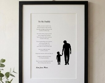 Poema para mi papá, lámina personalizada, regalo enmarcado de mi hijo.