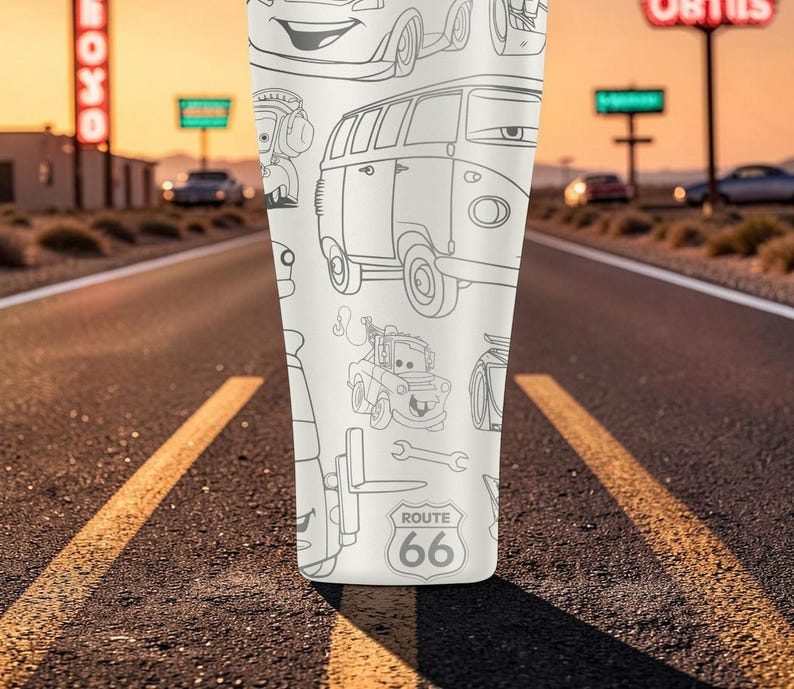 Cars Engraved BrüMate Era Tumbler – Lightning McQueen Inspired Cup – Race Car Cartoon Gift – Route 66 Drinkware image 6