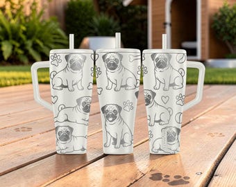 Pug BrüMate Era Tumbler – 20oz 32oz 40oz – Dog Lover Water Bottle – Pug Mom Gift Idea