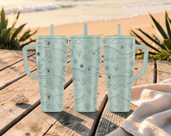 Süße Krokodil Trinkflasche BrüMate Era 20oz - 32oz - 40oz - Reptilien Wasserflasche - Geschenk für Alligator Liebhaber