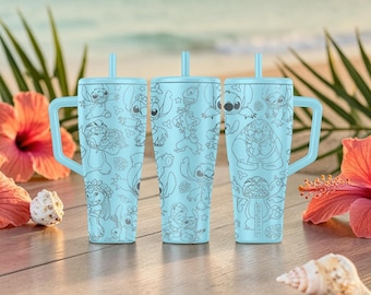 Cute Alien Cartoon Engraved BrüMate Era Tumbler – 20oz 32oz 40oz – Tropical Character Design – Beach Gift