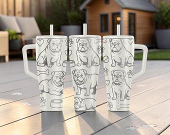 Englische Bulldogge BrüMate Era Tumbler - 20oz 32oz 40oz - Bulldogge Wasserflasche - Hundeliebhaber Geschenkidee