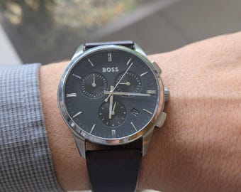Reloj de hombre BOSS Dapper Chronograph con esfera negra (Modelo: HB.452.1.14.3678) de 43 mm