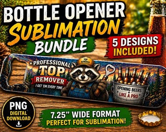 Bottle Opener Sublimation PNG Bundle | Camping Beer Designs (Digital Download)