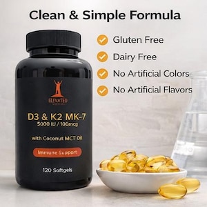 Vitamin D3 K2 MK-7 Softgels, Immune Bone Support, Coconut MCT Oil bild 4