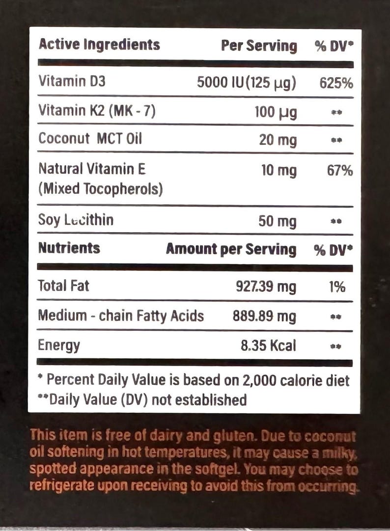 Vitamin D3 K2 MK-7 Softgels, Immune Bone Support, Coconut MCT Oil bild 5