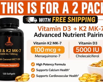 Vitamin D3 K2 MK-7 Softgels 2 Pack, Immune, Bone, Cardiovascular Support