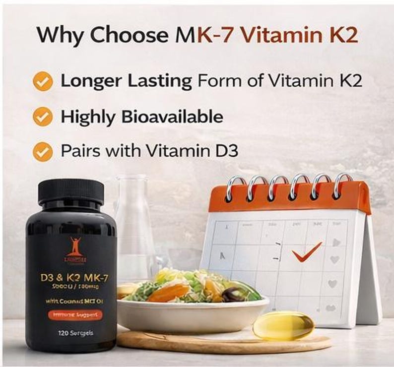 Vitamin D3 K2 MK-7 Softgels, Immune Bone Support, Coconut MCT Oil bild 3