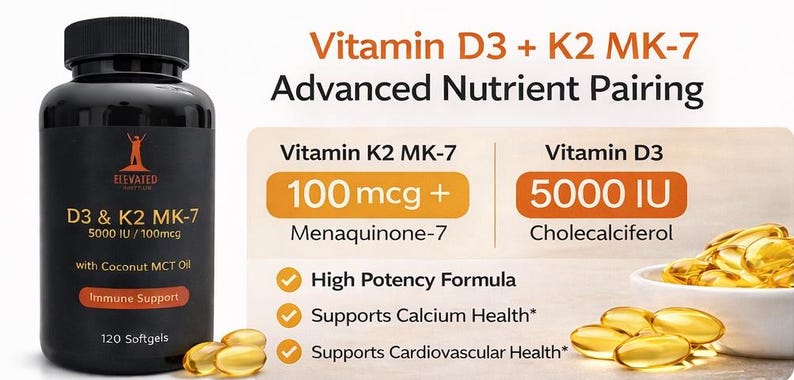 Vitamin D3 K2 MK-7 Softgels, Immune Bone Support, Coconut MCT Oil bild 2