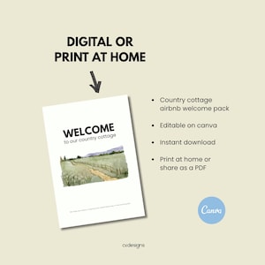 Plantilla de manual para casa rural de Airbnb / Paquete de bienvenida editable en Canva / Guía para huéspedes de alquiler vacacional en el Reino Unido imagen 2