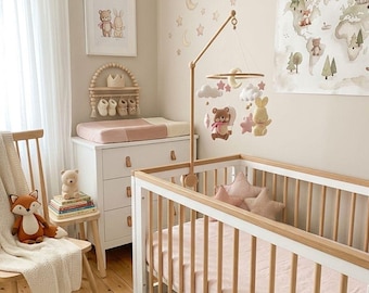 Handmade Felt Baby Mobile: Bear, Bunny, Balloon Nursery Decor