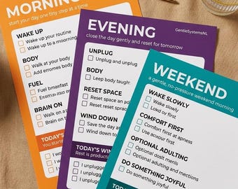 ADHD Morning Routine Checklist Printable | 3-Pack PDF | Morning Evening Weekend | Instant Download