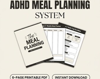 ADHD Meal Planning Template | Dopamine Food List | Weekly Meal Planner Printable | Brain Fog Day Menu | Neurodivergent PDF