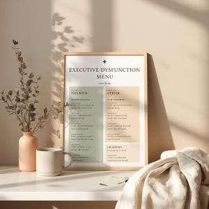 Executive Dysfunction Menu | ADHD Printable | Dopamine Menu | Neurodivergent Self Care | Digital Download PDF