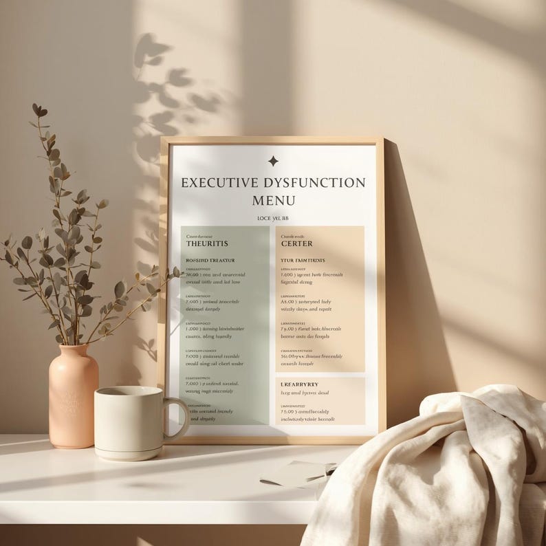 Executive Dysfunction Menu | ADHD Printable | Dopamine Menu | Neurodivergent Self Care | Digital Download PDF