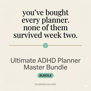 Ultimate ADHD Planner Master Bundle, Executive Dysfunction Digital Journal, Task Paralysis Recovery Toolkit, Goodnotes iPad Daily Minimalist
