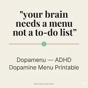 Dopamenu ADHD Printable | Dopamine Menu Template | Executive Dysfunction Tool | Task Paralysis Relief | Neurodivergent Self Care PDF