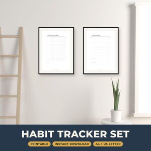 Habit Tracker Printable Set, Monthly and Weekly Habit Charts, Undated A4 and Letter