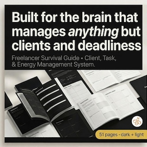 ADHD Freelancer Survival Guide | 36-Page Printable Workbook for Neurodivergent Self-Employed | Business Systems That Actually Work