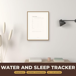 Water and Sleep Tracker Printable, Weekly Hydration and Rest Chart, Undated Sheet