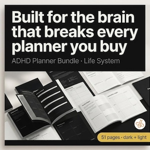 ADHD Planner Bundle | Life System for Neurodivergent Adults | Dopamine + RSD + Daily Planner | Dark Mode | Printable & GoodNotes PDF