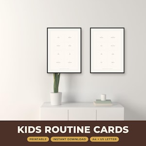 Kids Routine Cards Printable, Morning and Bedtime Visual Schedule, Cut Out Cards