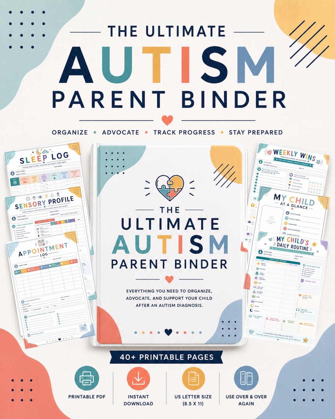 Ultimate Autism Parent Binder | 40+ Printable Autism Organization Pages ...