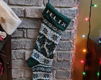 Custom Knitted Personalized Christmas Stockings (Large)