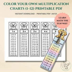 Color Your Own Multiplication Charts (1–12) Printable PDF