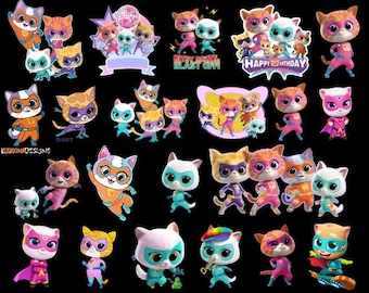 Superkitties Clipart, Super Kitties SVG PNG Bundle, Super Kitties Birthday Clipart, Super kitties PNG, Super Cat Digital Download