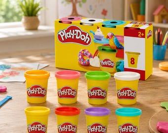 Play-Doh Rainbow 8 Pack, 3 oz Modeling Compound Cans, Sensory Play Toy (Ages 2+)