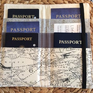 CUSTOM Large Family Passport Holder, 4, 6, 8 Passports, APO Address, World Map International Travel, Travel Accessory, Family Cruise, Wallet image 5