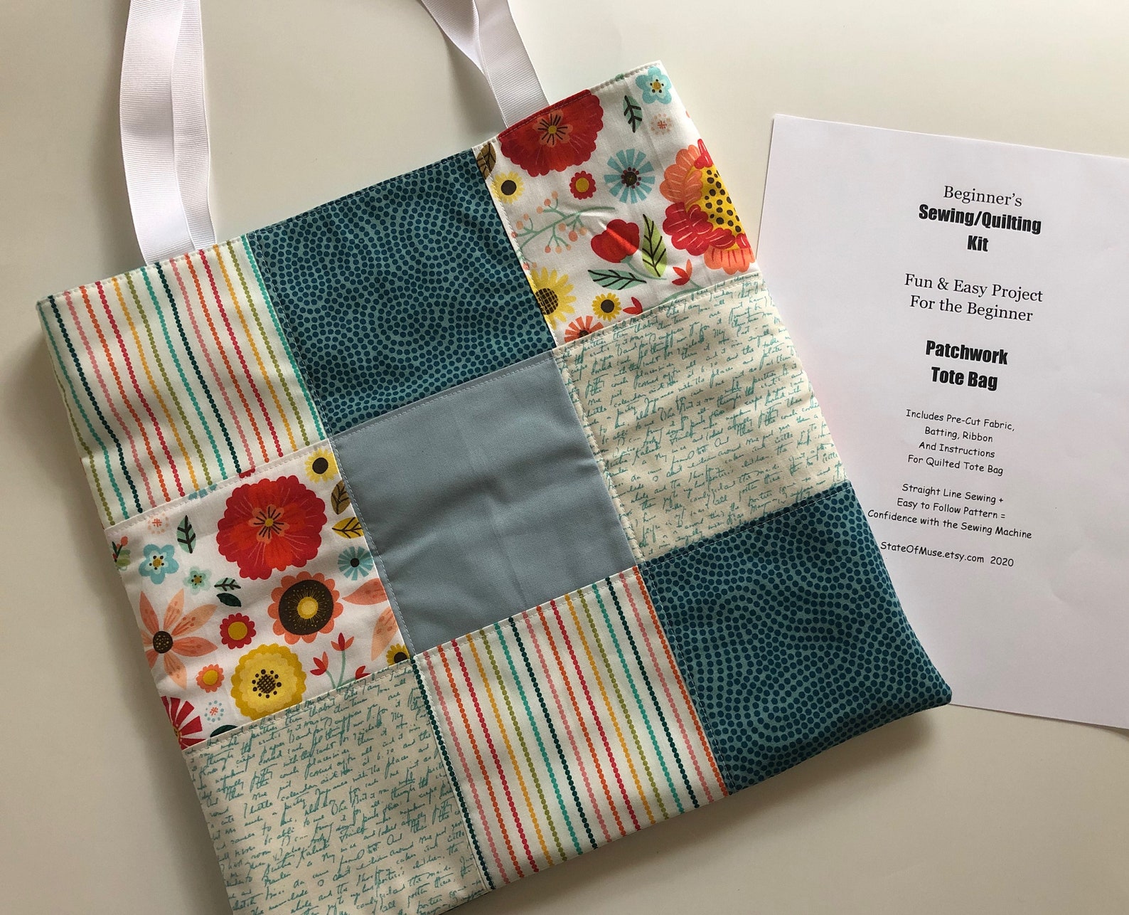 Quilted Patchword Tote Bag Kit