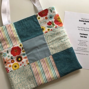 Beginner&#39;s Sewing Kit, Easy Sewing Project, QUILTED TOTE BAG Kit, Learn to Sew, Easy Things To Make, Fabric Kit, Sewing, Quilting, New Sewer