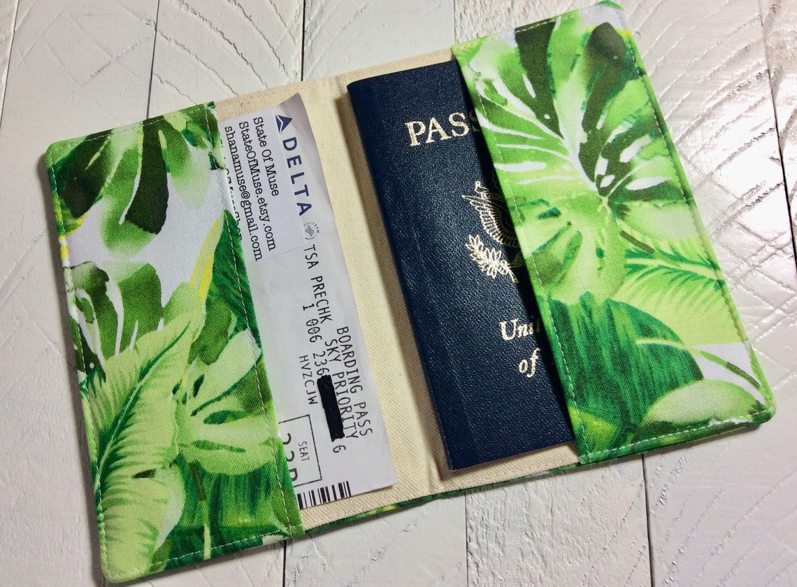 Tropical Passport Cover Fabric Passport Holder Banana Leaf Etsy