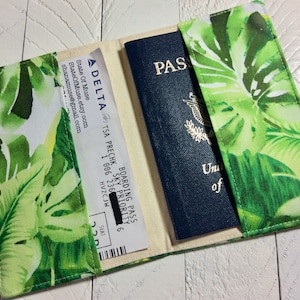 Tropical Passport Cover - Fabric Passport Holder - Banana Leaf Passport Wallet - Caribbean Cruise Passport Cover