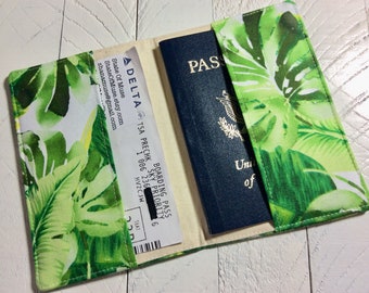 Tropical Passport Cover - Fabric Passport Holder - Banana Leaf Passport Wallet - Caribbean Cruise Passport Cover